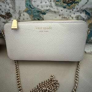 ♠️ Kate Spade ♠️ Cream Double Zip Crossbody Parchment with Gold Chain